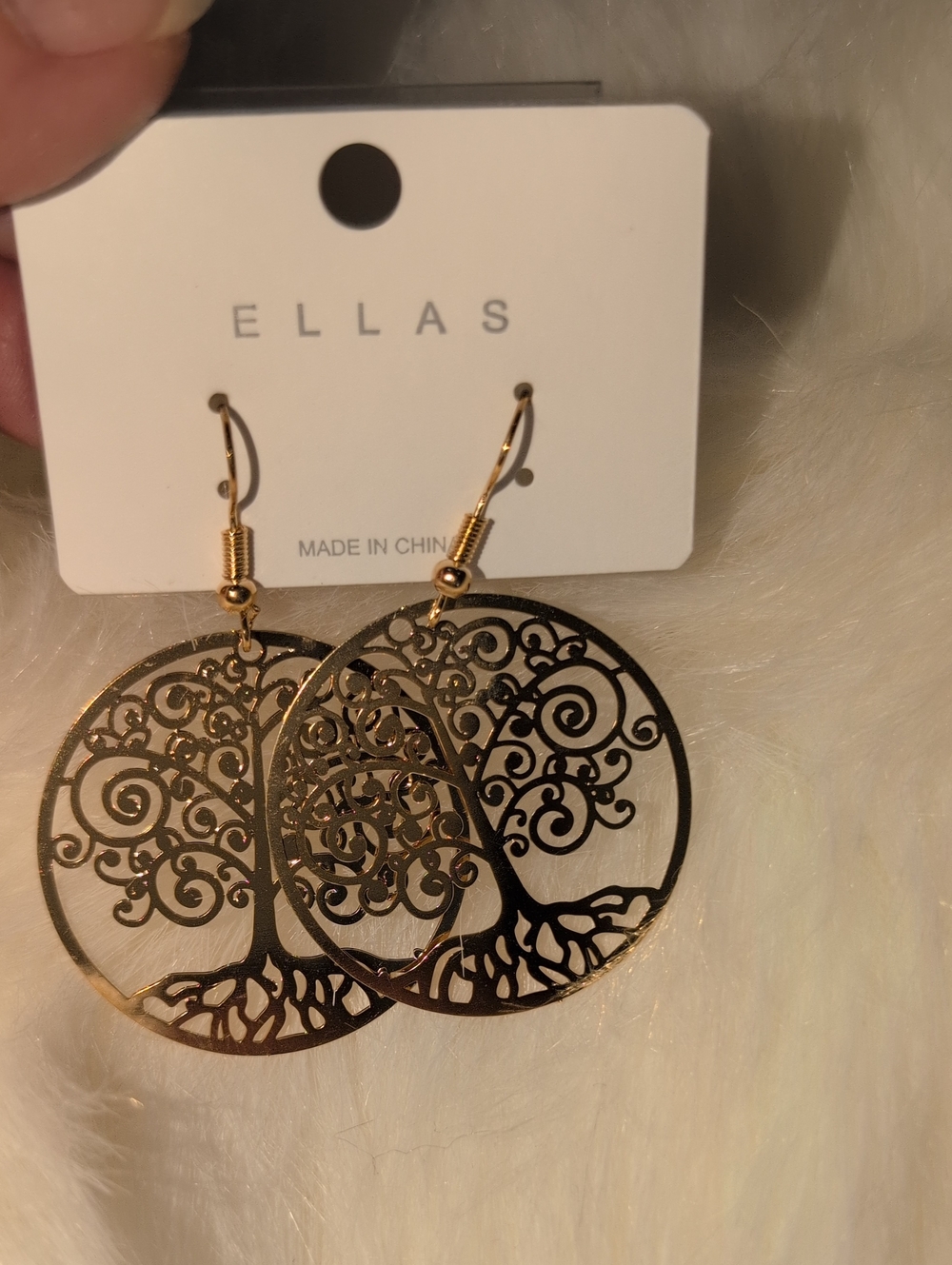 Ella Gold Tone Tree of Life Pierced Filigree Hoop Earrings